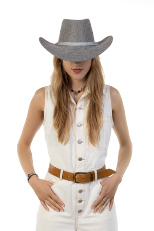 Cowboyhoed Donkergrijs Flax Cowboy Western Hoed Linnen Vlasvezel 6