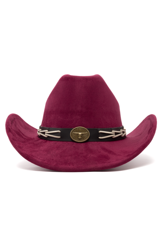 Cowboyhoed Donkerrood Gevlochten Band Cowboy Western Hoed Touw 1