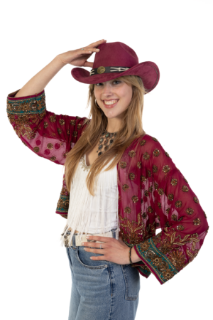 Cowboyhoed Donkerrood Gevlochten Band Cowboy Western Hoed Touw 7