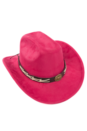 Cowboyhoed Donkerroze Gevlochten Band Cowboy Western Hoed Touw 3