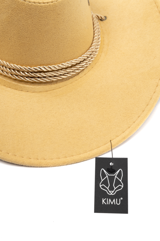 Cowboyhoed Geel Suede Cowboy Western Hoed Beige Band 2
