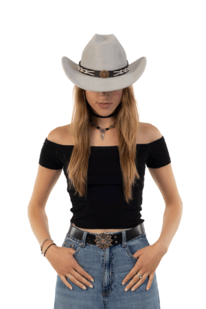 Cowboyhoed Grijs Gevlochten Band Cowboy Western Hoed Touw 6