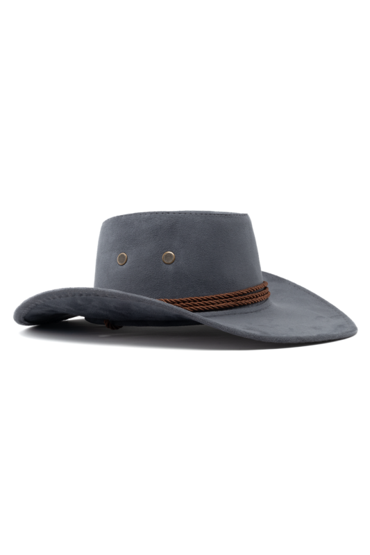 Cowboyhoed Grijs Suede Cowboy Western Hoed Bruine Band
