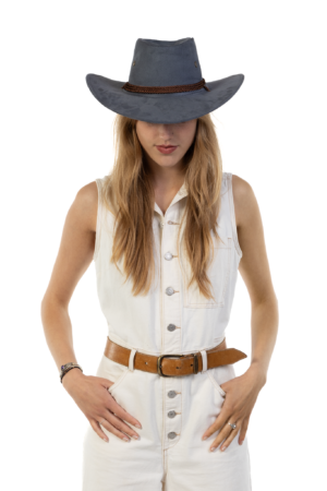 Cowboyhoed Grijs Suede Cowboy Western Hoed Bruine Band 6