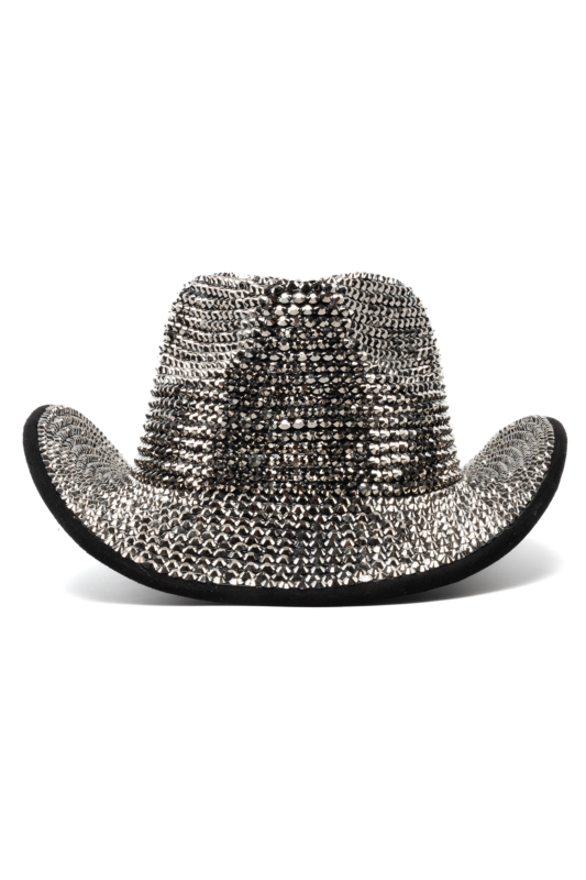 Cowboyhoed Grijs Zwart Strass Steentjes Cowboy Festival Hoed 1