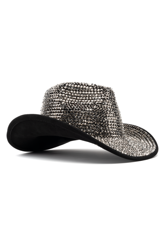 Cowboyhoed Grijs Zwart Strass Steentjes Cowboy Festival Hoed