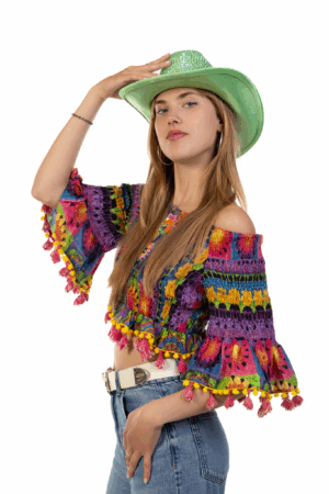 Cowboyhoed Groen Strass Steentjes Cowboy Festival Hoed 4