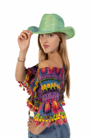 Cowboyhoed Groen Strass Steentjes Cowboy Festival Hoed 5
