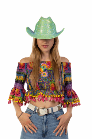 Cowboyhoed Groen Strass Steentjes Cowboy Festival Hoed 6