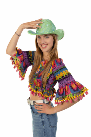 Cowboyhoed Groen Strass Steentjes Cowboy Festival Hoed 7