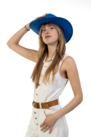 Cowboyhoed Koningsblauw Suede Cowboy Western Hoed Band 4