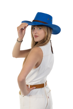 Cowboyhoed Koningsblauw Suede Cowboy Western Hoed Band 5
