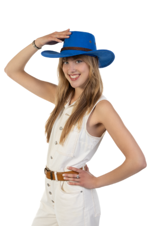Cowboyhoed Koningsblauw Suede Cowboy Western Hoed Band 7