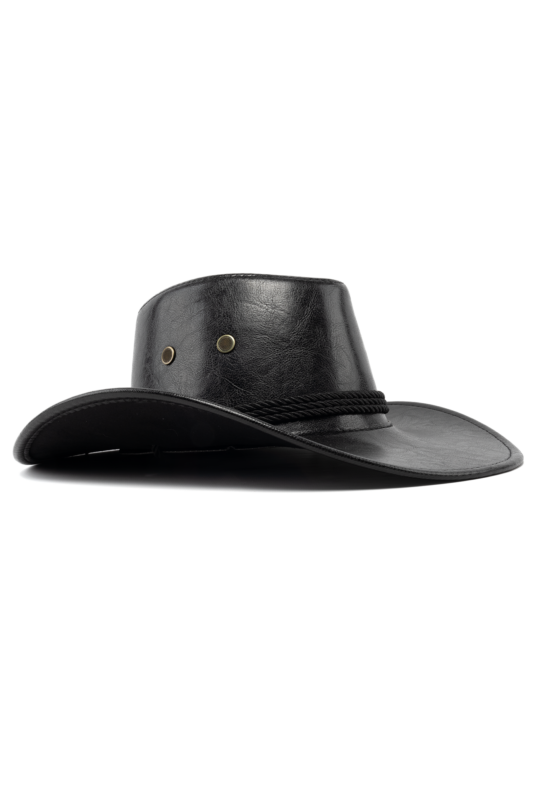 Cowboyhoed Leer Lak Zwart Cowboy Western Leren Hoed