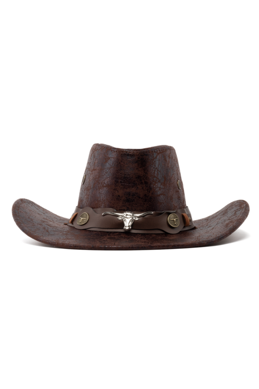 Cowboyhoed Leer Stier Donkerbruin Cowboy Western Leren Hoed 1