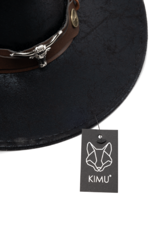 Cowboyhoed Leer Stier Zwart Cowboy Western Leren Hoed 2
