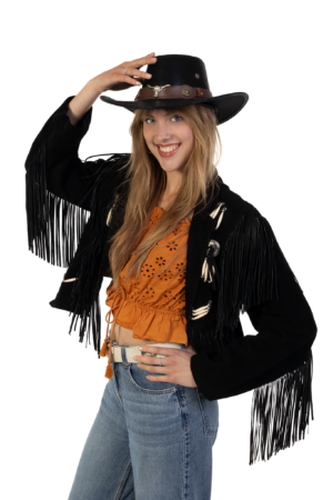Cowboyhoed Leer Stier Zwart Cowboy Western Leren Hoed 7