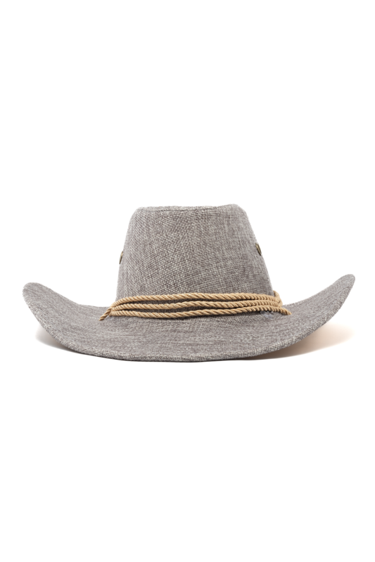 Cowboyhoed Lichtgrijs Flax Cowboy Western Hoed Linnen Vlasvezel 1