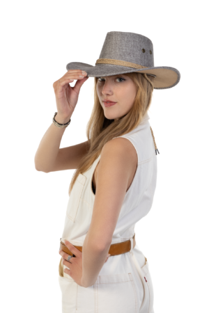 Cowboyhoed Lichtgrijs Flax Cowboy Western Hoed Linnen Vlasvezel 5