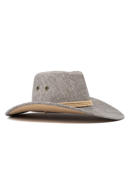 Cowboyhoed Lichtgrijs Flax Cowboy Western Hoed Linnen Vlasvezel