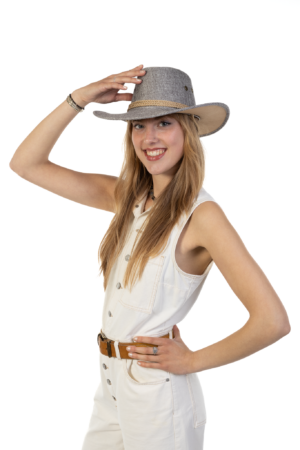 Cowboyhoed Lichtgrijs Flax Cowboy Western Hoed Linnen Vlasvezel 7