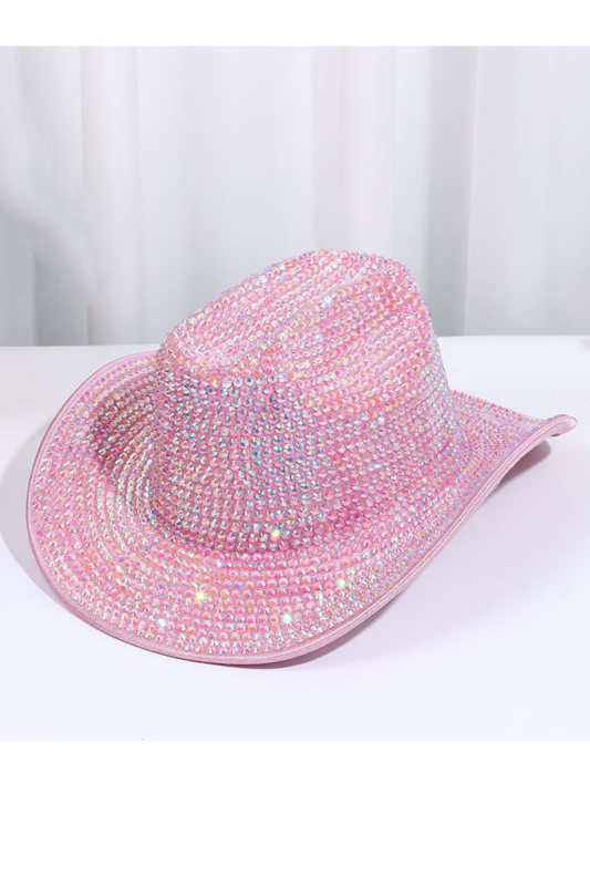 Cowboyhoed Lichtroze Strass Steentjes Cowboy Festival Hoed
