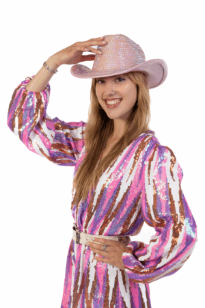 Cowboyhoed Lichtroze Strass Steentjes Cowboy Festival Hoed Vrijgezellenfeest 7