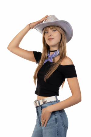 Cowboyhoed Lila Paars Strass Steentjes Cowboy Festival Hoed 4
