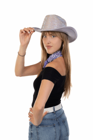 Cowboyhoed Lila Paars Strass Steentjes Cowboy Festival Hoed 5