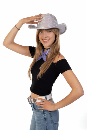 Cowboyhoed Lila Paars Strass Steentjes Cowboy Festival Hoed 7