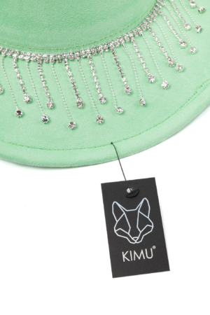 Cowboyhoed Mintgroen Strass Steentjes Ketting Cowboy Western Hoed Dames 2