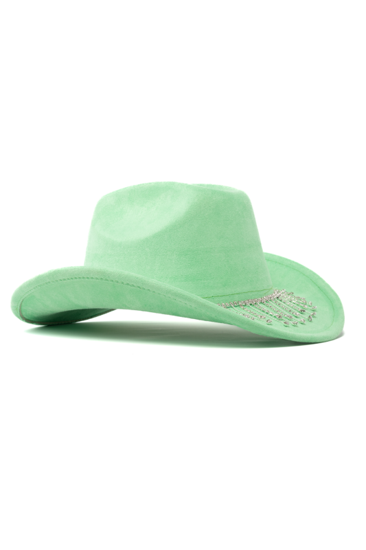 Cowboyhoed Mintgroen Strass Steentjes Ketting Cowboy Western Hoed Dames