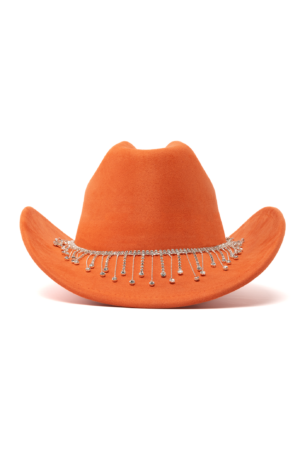 Cowboyhoed Oranje Strass Steentjes Ketting Cowboy Western Hoed Dames 1