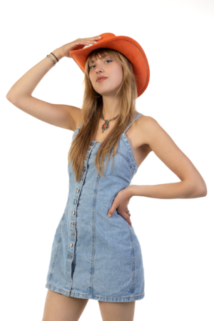 Cowboyhoed Oranje Strass Steentjes Ketting Cowboy Western Hoed Dames 4