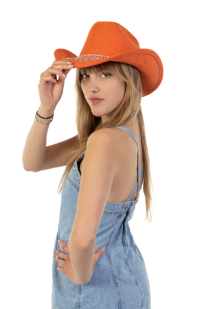 Cowboyhoed Oranje Strass Steentjes Ketting Cowboy Western Hoed Dames 5