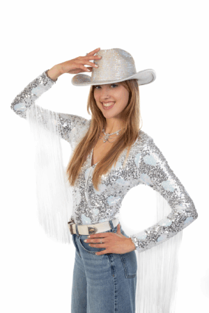 Cowboyhoed Parelmoer Wit Strass Steentjes Cowboy Festival Hoed 7