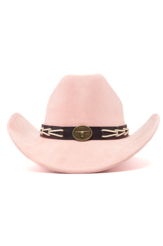 Cowboyhoed Pastelroze Gevlochten Band Cowboy Western Hoed Touw 1