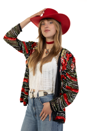 Cowboyhoed Rood Suede Cowboy Western Hoed Bruine Band 4