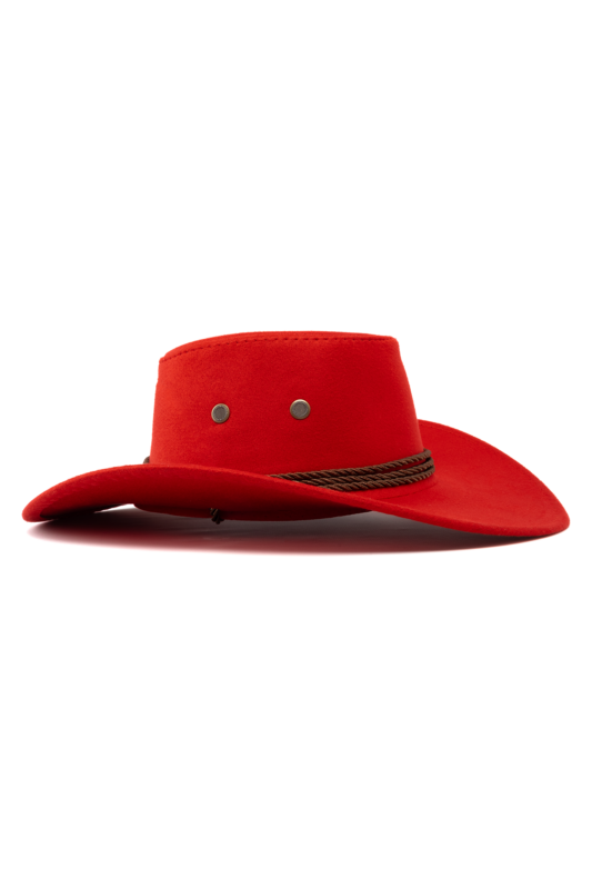 Cowboyhoed Rood Suede Cowboy Western Hoed Bruine Band
