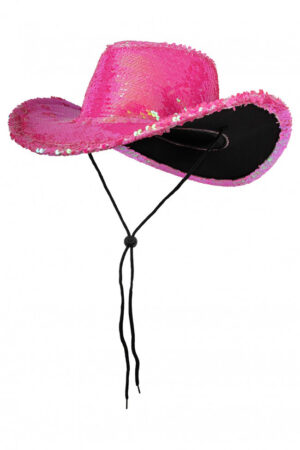 Cowboyhoed Roze Pailletten Cowboy Western Toppers Iridescent 2