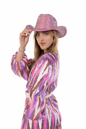 Cowboyhoed Roze Strass Steentjes Cowboy Festival Hoed Vrijgezellenfeest 5
