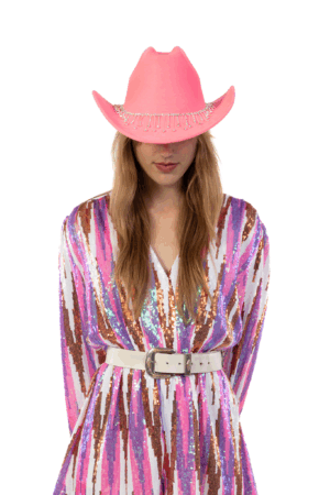 Cowboyhoed Roze Strass Steentjes Ketting Cowboy Western Hoed Dames 6