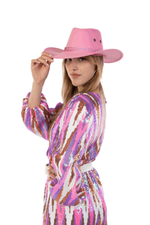 Cowboyhoed Roze Suede Cowboy Western Hoed Band 5