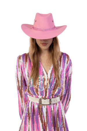 Cowboyhoed Roze Suede Cowboy Western Hoed Band 6