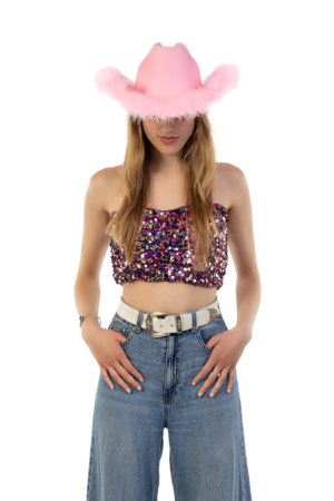 Cowboyhoed Roze Veren Fluffy Cowboy Western Hoed Dames 2