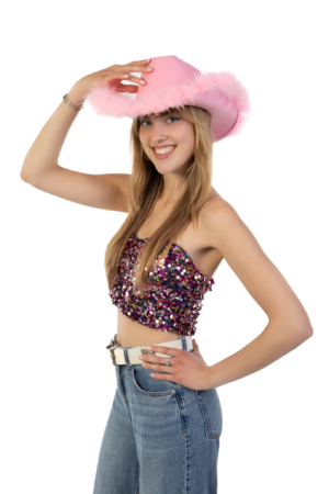 Cowboyhoed Roze Veren Fluffy Cowboy Western Hoed Dames 3