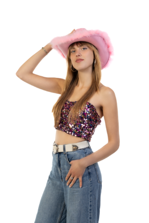 Cowboyhoed Roze Veren Fluffy Cowboy Western Hoed Dames