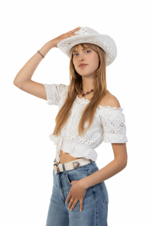 Cowboyhoed Stro Wit Cowboy Western Hoed Riet 4