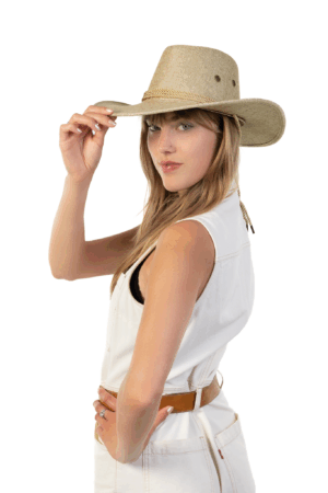 Cowboyhoed Taupe Flax Cowboy Western Hoed Linnen Vlasvezel 5