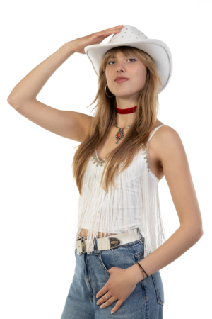 Cowboyhoed Wit Steentjes Diamant Cowboy Festival Hoed 4